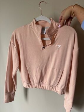 Gymshark Women's Pink Half-Zip Cropped Pullover Size small